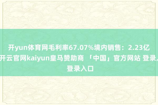 开yun体育网毛利率67.07%境内销售：2.23亿元-开云官网kaiyun皇马赞助商 「中国」官方网站 登录入口